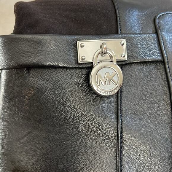 Michael Kors Black Leather and Stretch Fabric Hamilton Tall Boots Size 8 - Picture 7 of 7